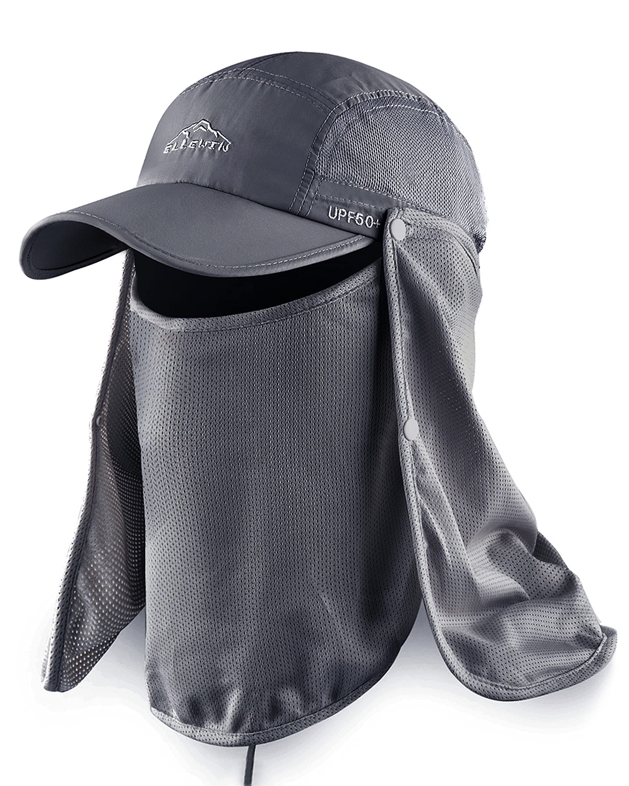 ELLEWIN UPF 50+ Sun Hat for Men & Women - Wide Brim UV Protection Fishing Hat with Neck Flap & Face Cover - Perfect for Outdoor Activities, Beach, Hiking, and Travel