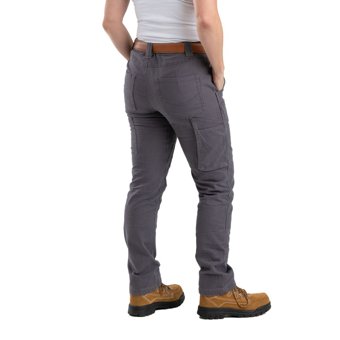 Berne Women's Flex Softstone Double Front Duck Work Pants WP922 - Titanium - Durable & Comfortable for Outdoor Work, Farming, and Hiking