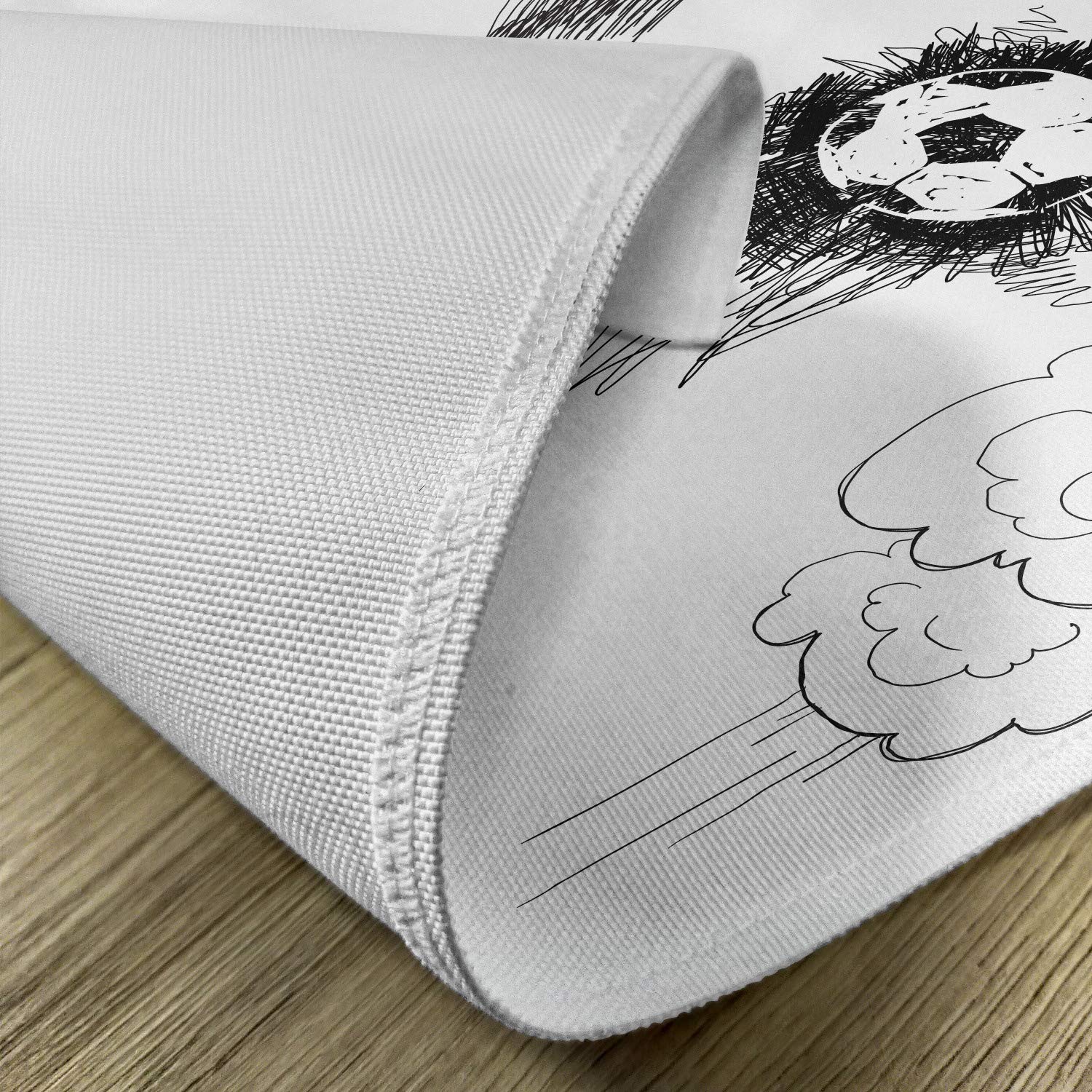 Ambesonne Soccer Placemats Set of 4 - Round Soccer Ball Design, Fast Kick Action Sketch - Washable Fabric Dining Table Mats, Standard Size (16