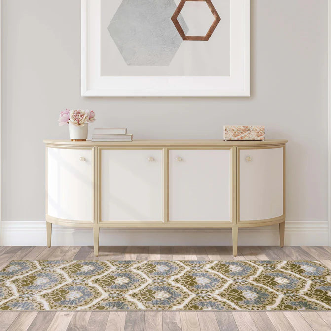 Chloe Floral Damask Non-Slip Washable Indoor Area Rug - Soft Living Room Carpet, Bedroom Runner for Home Decor