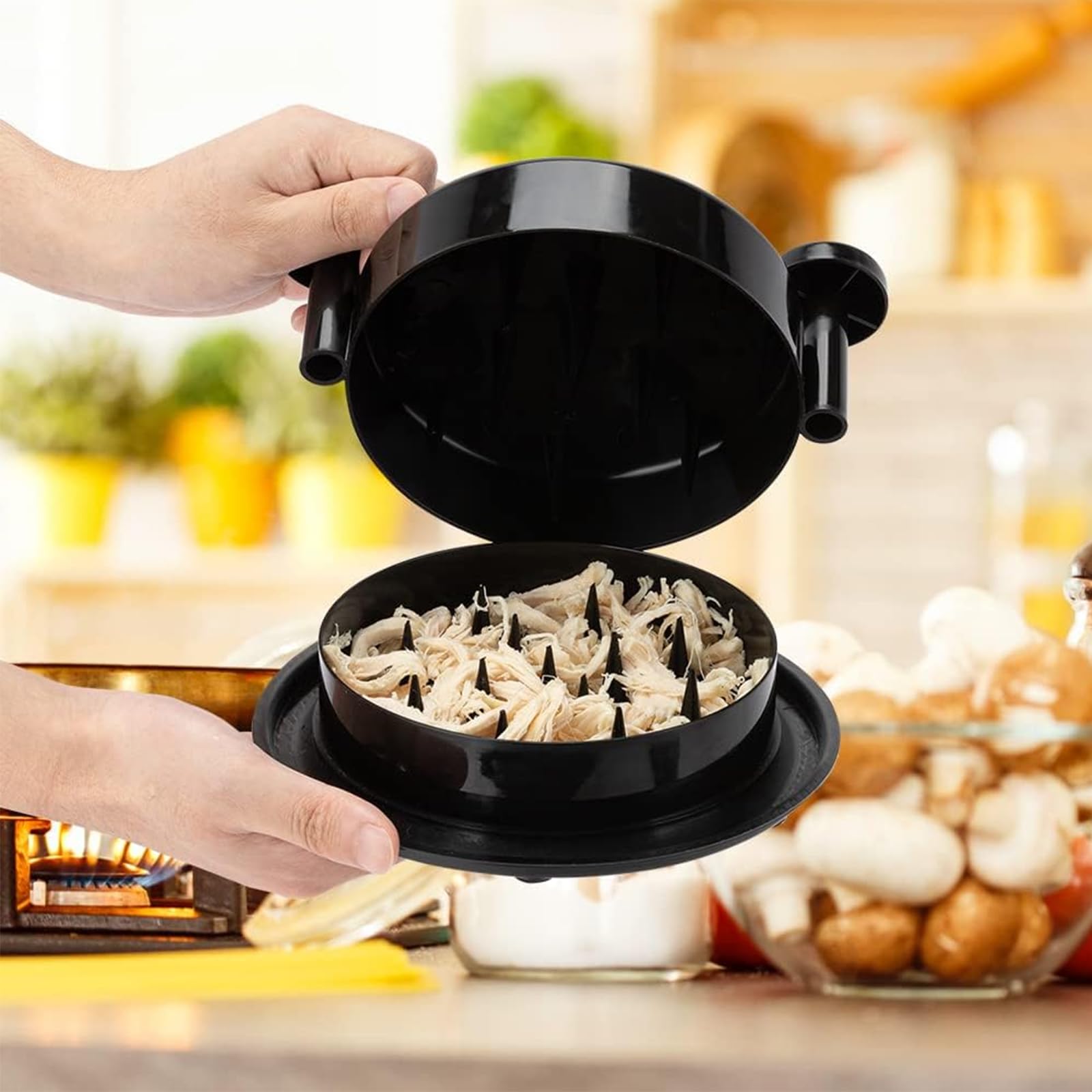MsTeco Manual Chicken Shredder Machine - Handheld Meat Grinder with Non-Slip Base & Ergonomic Handles - Perfect for Chicken, Pork, Beef & Salad Prep - Ideal for Home Kitchens, BBQ Parties & Meal Prep