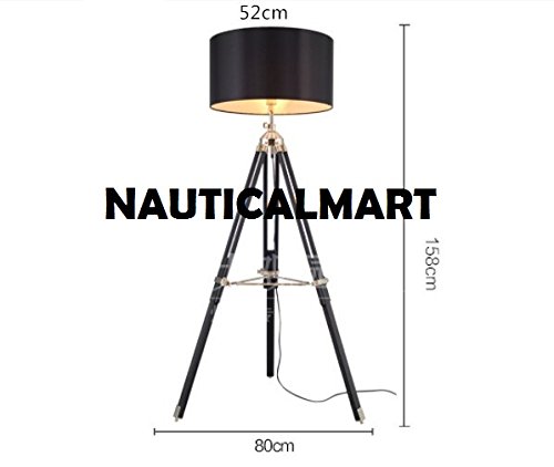 Modern Contemporary Tripod Floor Lamp by NauticalMart - Adjustable Height Standing Light for Living Room, Bedroom & Office - Perfect for Reading, Working & Home Decor