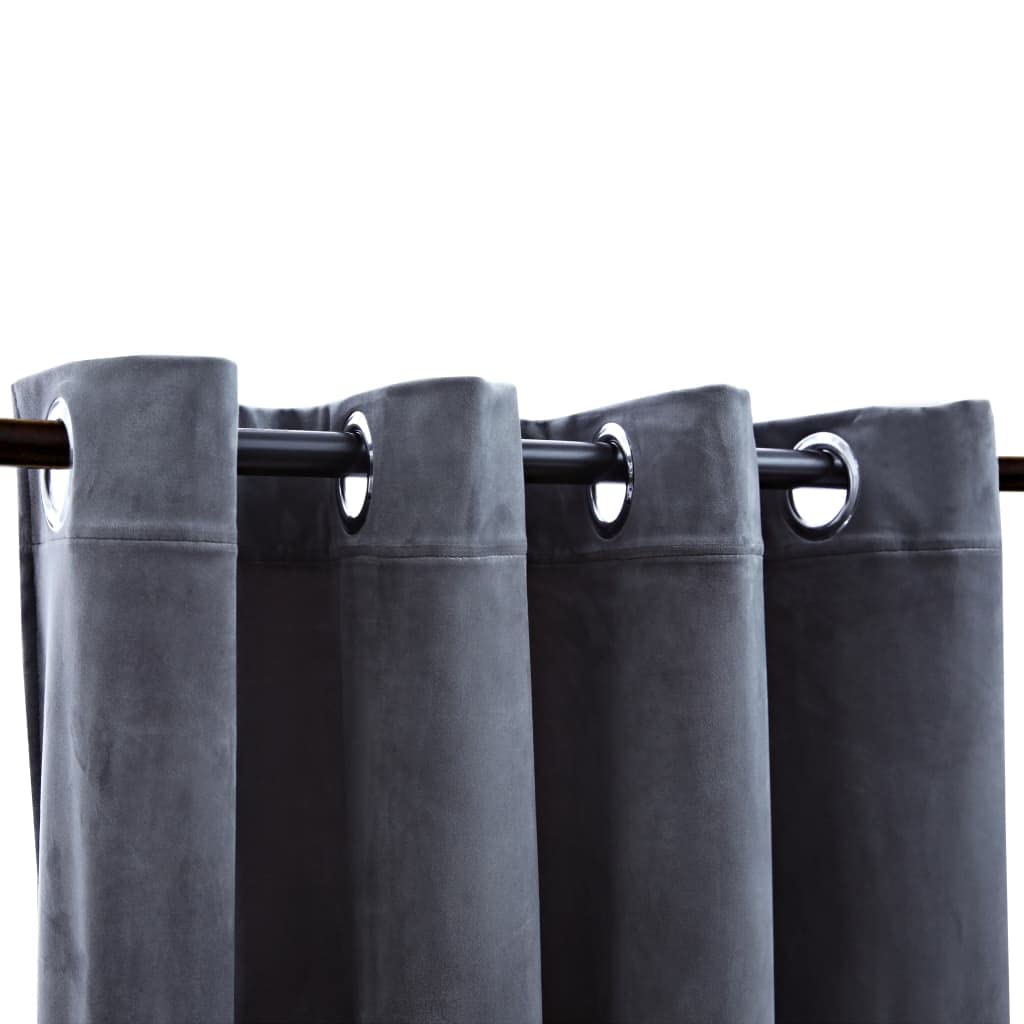 Blackout Curtains with Rings - 2 Panels Set, 54x95 Inch Velvet Room Darkening Curtains for Bedroom, Thermal Insulated Light Blocking Drapes in Anthracite - Perfect for Home Theater, Nursery & Shift Workers
