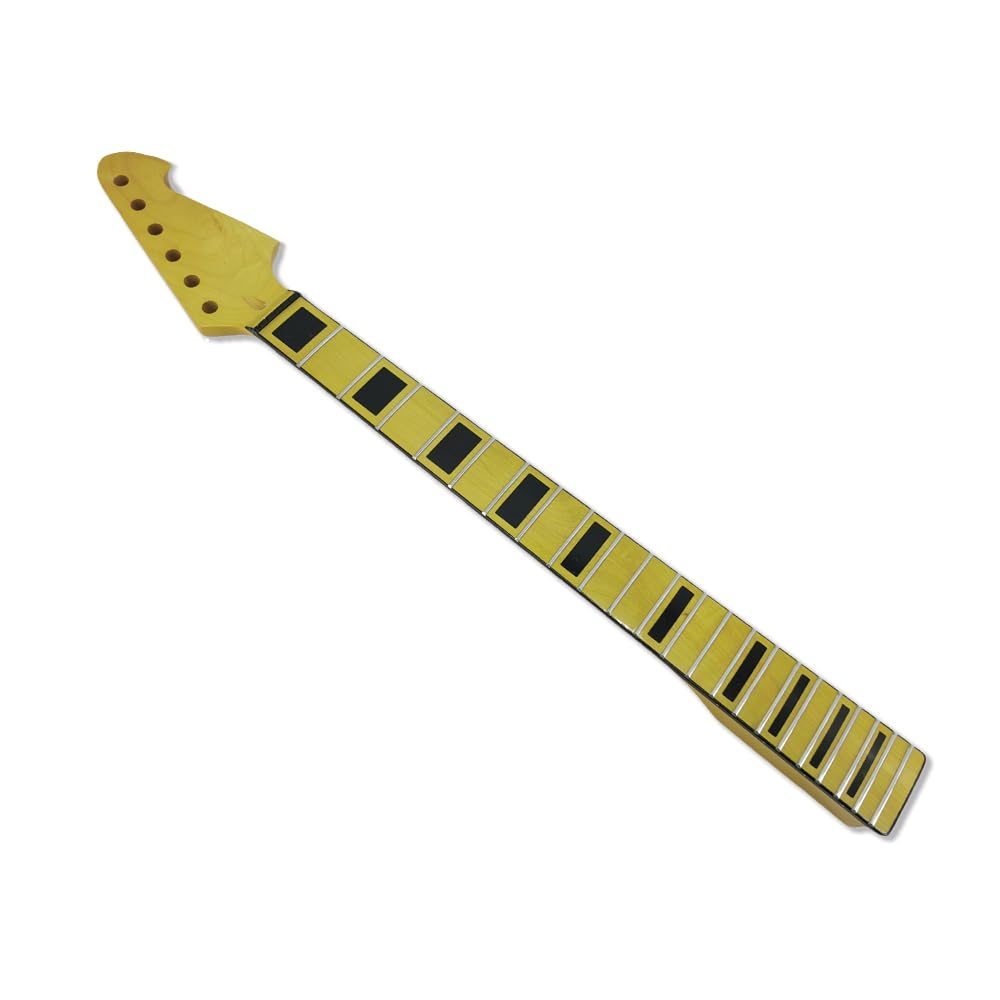 Maple Electric Guitar Neck Replacement - 22 Frets, 25.5 Inch Scale, Bolt-On with Block Inlays - Perfect for DIY Guitar Building & Upgrades | Fits Strat, Tele & Electric Guitar Parts