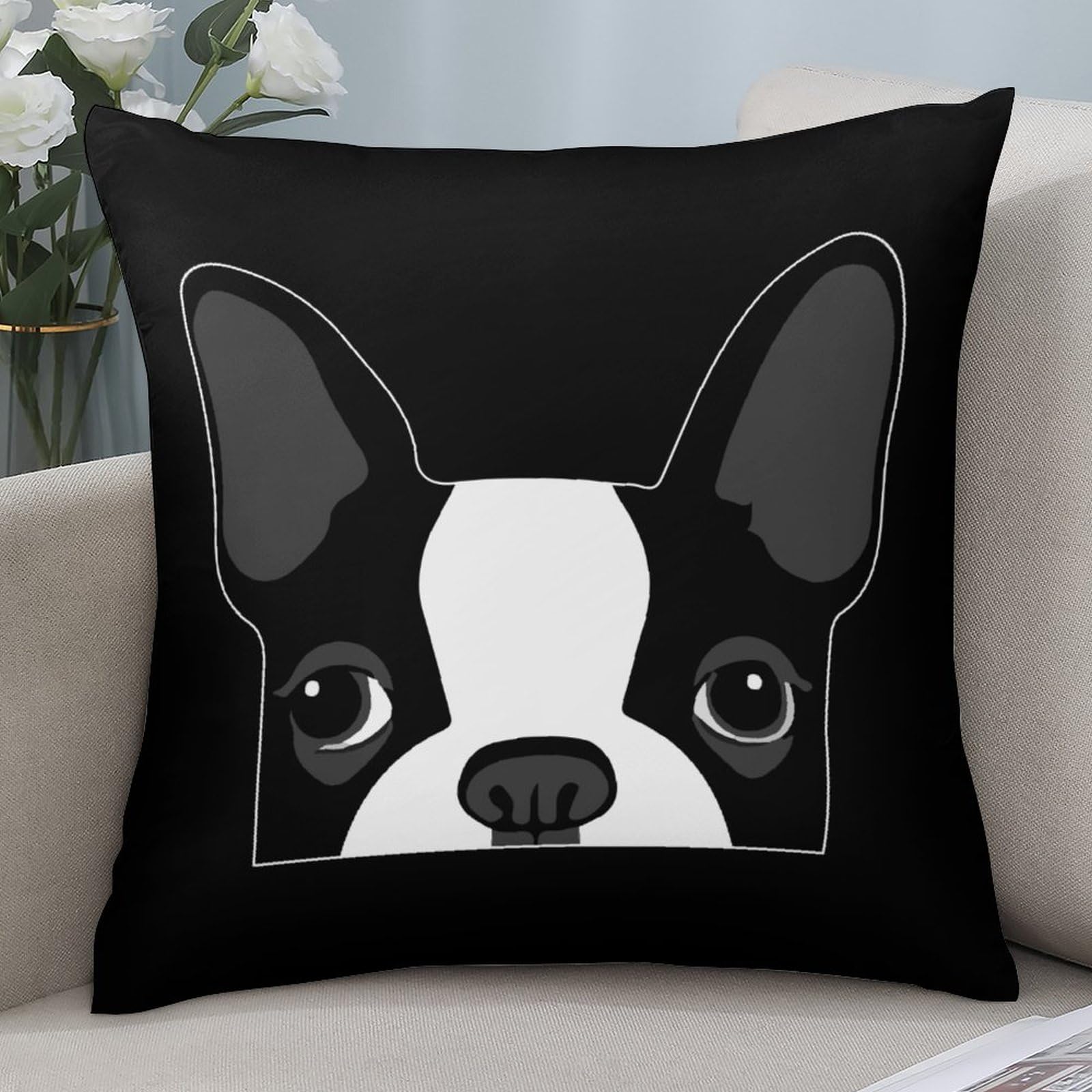 French Bulldog Head Polyester Pillow Cases - Soft & Smooth Cushion Covers for Sofa, Bed, Living Room Decor (32x32 Inches, 1 Piece) - Perfect for Home Decor, Gifts, and Pet Lovers