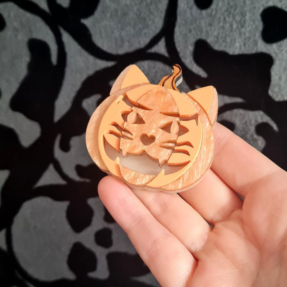 Cherryloco Cat O Lantern Halloween Necklace - Cute Pumpkin Cat Pendant Jewelry for Women - Perfect for Halloween Parties, Cosplay & Gift Giving