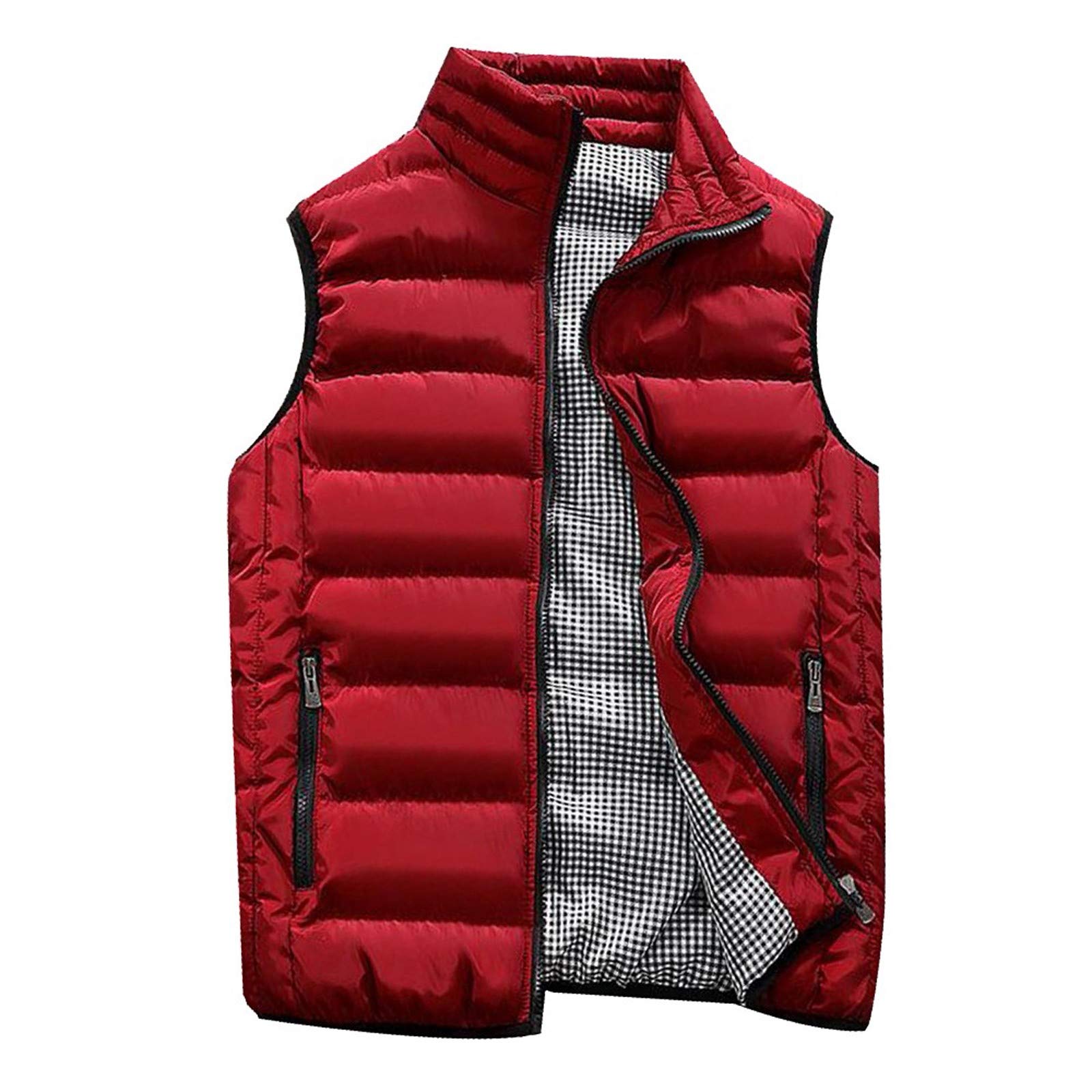 Men's Winter Padded Vest Jacket - Warm Cotton Quilted Coat with Zipper Pockets for Outdoor Hiking & Casual Wear