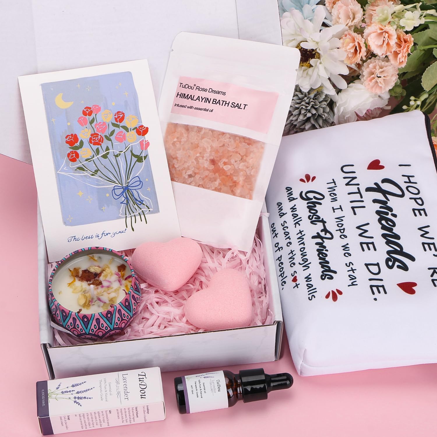 **Personalized Friendship Gifts for Women - Best Friend Birthday Pamper Set, Relaxation Spa Bath & Self-Care Package - Perfect for Birthdays, Anniversaries & Stress Relief**    *(Use Case: Ideal for birthdays, best friend gifts, self-care relaxation, spa days, or thoughtful surprises to show appreciation.)*