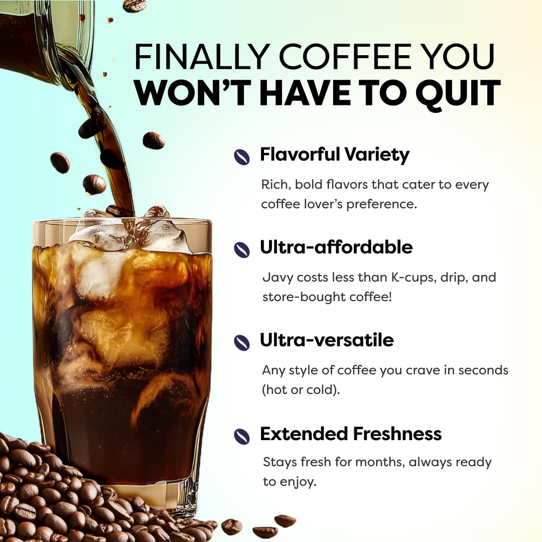 Javvy Cold Brew Coffee Concentrate - Original & Mocha Flavors for Hot or Iced Coffee, Instant Drinks, Lattes - Perfect for Home, Office & Travel Use