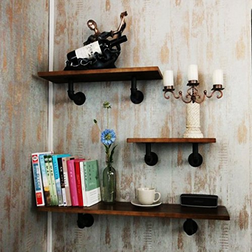 10x10cm Heavy Duty Iron Pipe Shelf Brackets - Wall Mounted Floating Shelf Supports for Home & Office (Silver & Black, 2-Pack) - Perfect for Living Room, Kitchen, Bathroom Storage & Display