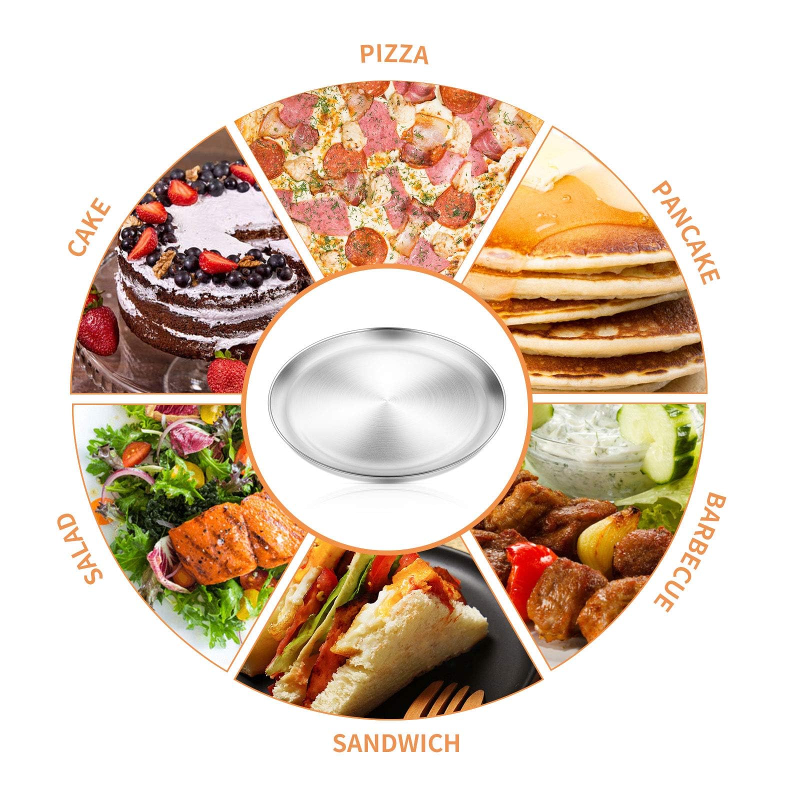13½ Inch Stainless Steel Pizza Pan Set of 3 - Heavy Duty Baking Trays for Oven, Perfect for Homemade Pizza, Bread & Desserts - Dishwasher Safe & Easy Clean - Ideal for Restaurants, Home Kitchens & Outdoor Cooking