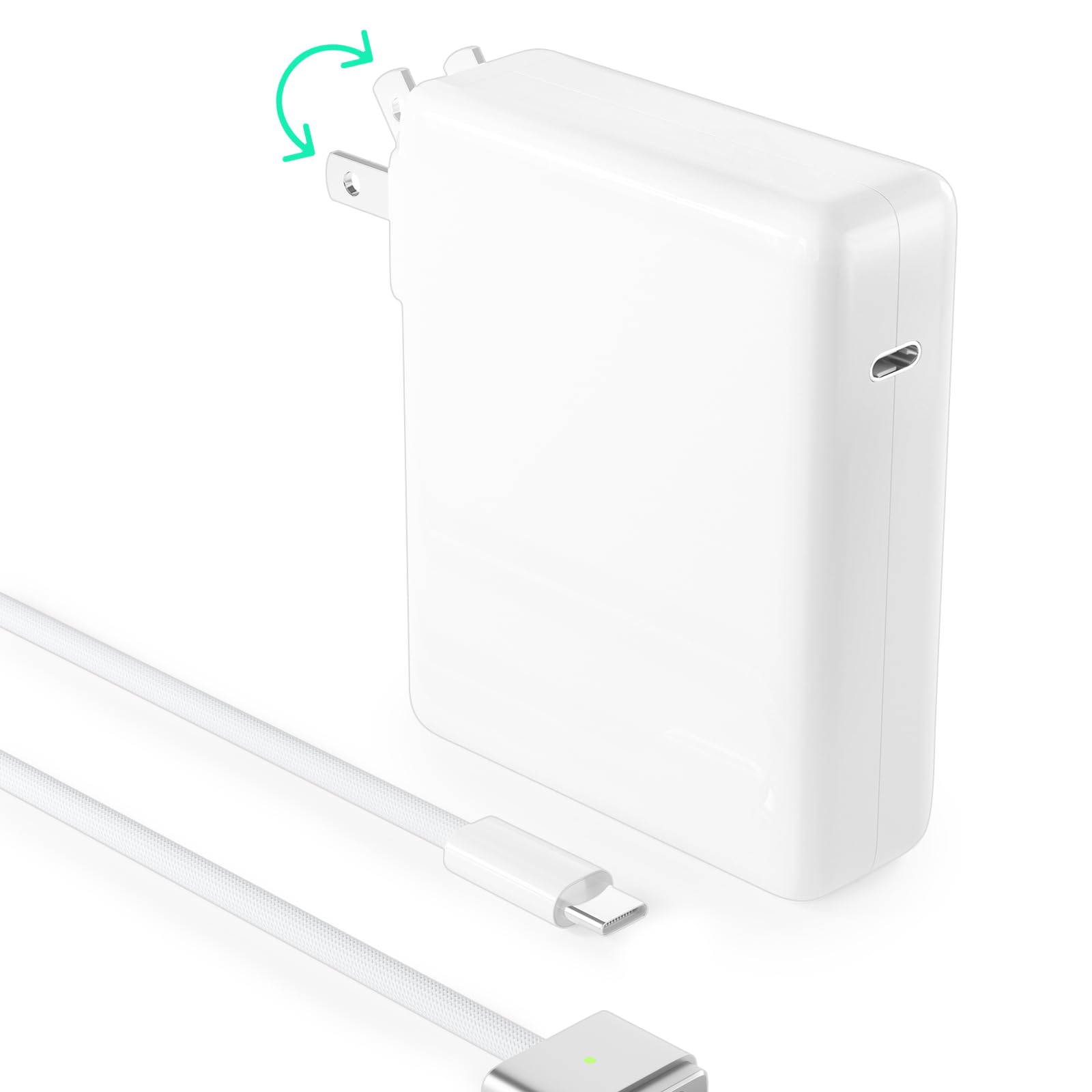 140W USB C Fast Charger for MacBook Pro/Air 13 14 15 16 Inch (2021-2024 M1/M2/M3 Models) & All USB C Devices - Includes 6.6ft USB C to MagSafe 3 Cable + 100W Type C Cable - Perfect for Travel, Office & Home Charging
