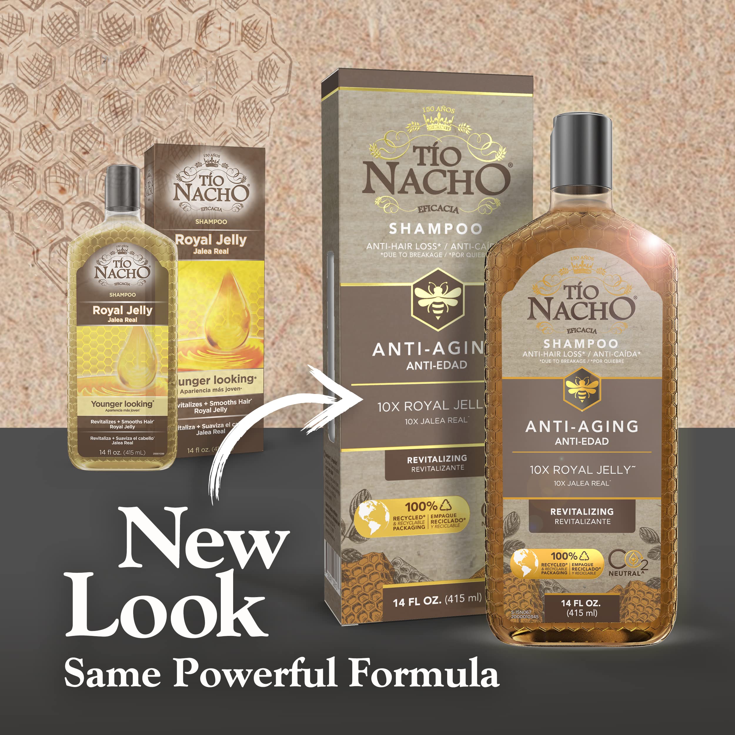 Tio Nacho Younger Looking Revitalizing Shampoo with Royal Jelly - 14 oz | Anti-Aging Hair Care for Thicker, Healthier Hair | Perfect for Daily Use & Damaged Hair Repair