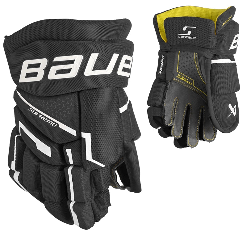 Bauer Supreme Mach Hockey Gloves for Youth - Lightweight Protective Ice Hockey Gear for Kids - Perfect for Practice, Games & Training Sessions