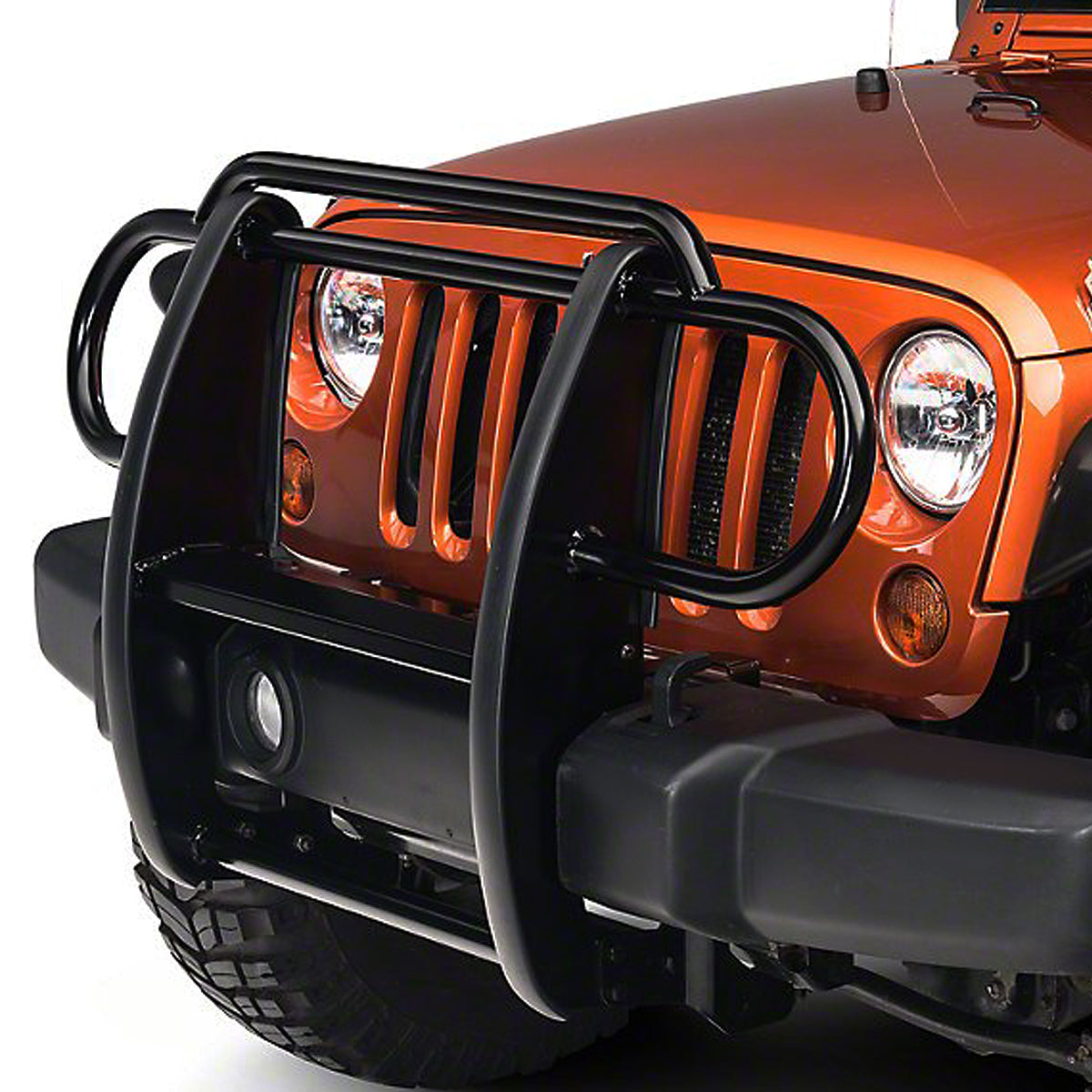 07-17 Jeep Wrangler Heavy Duty Steel Black Brush Grille Guard - Off-Road Front Bumper Protection for Rough Terrain & Adventure