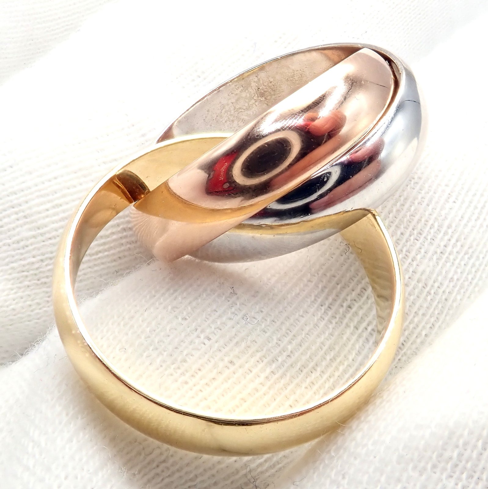 Authentic Cartier Trinity 18K Tri-Color Gold Wide Band Ring Size 55 (7.25 US) with Certificate - Luxury Wedding, Anniversary & Gift Jewelry for Women