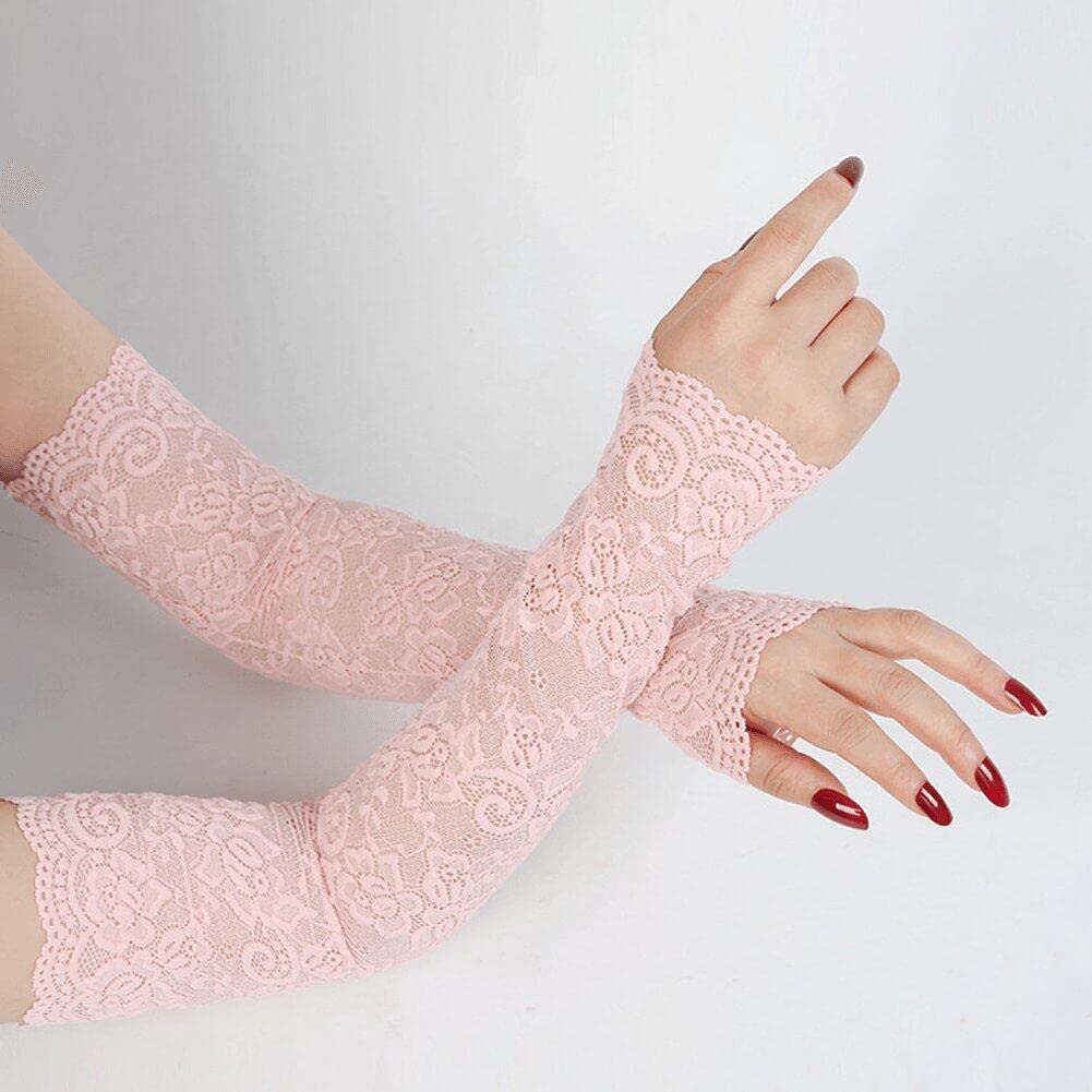 UV Protection Long Lace Sleeves for Women - Breathable Summer Arm Sleeves, Cycling Gloves & Shoulder Warmers for Outdoor Activities, Sports & Driving