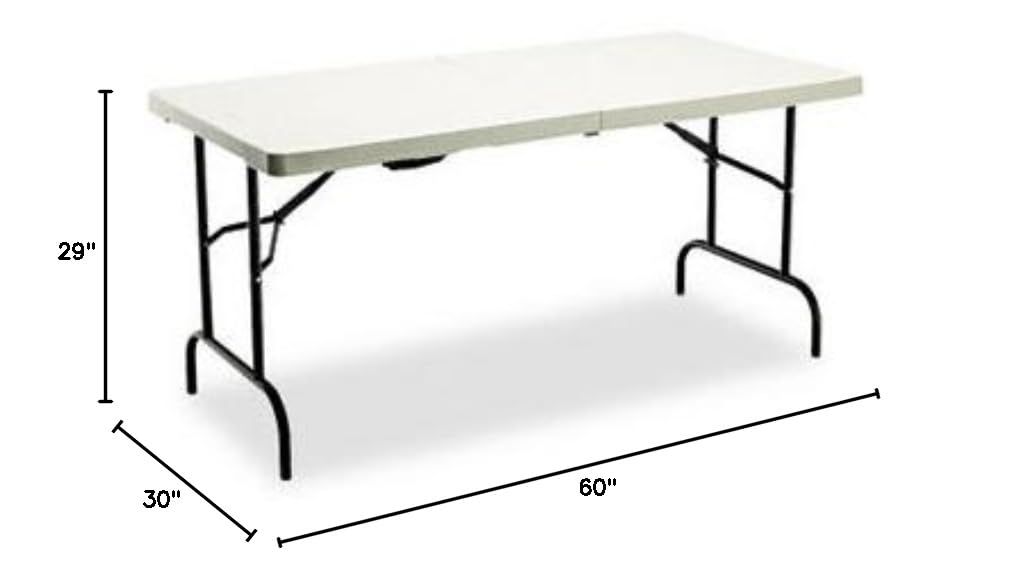 Indestructible Iceberg 1200 Series Bi-Fold Table - 30x60 Inches, Heavy Duty Plastic (Pack of 2) - Perfect for Outdoor Events, Picnics, and Camping