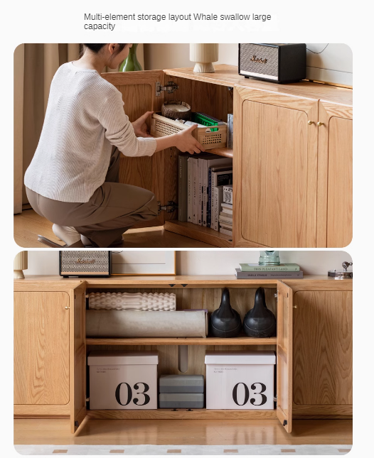 Solid Oak Wood Modern TV Stand with Storage | Stylish Floor Cabinet for Living Room & Entertainment Center | Perfect for TVs, Media, and Home Organization