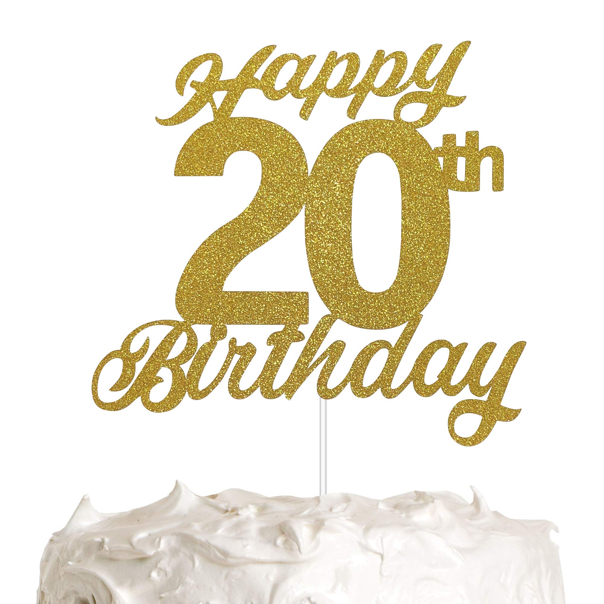 20th Birthday Cake Topper - Gold & Silver Happy Birthday Cake Decorations for Women & Men - Perfect for 20th Birthday Parties, Anniversaries & Celebrations