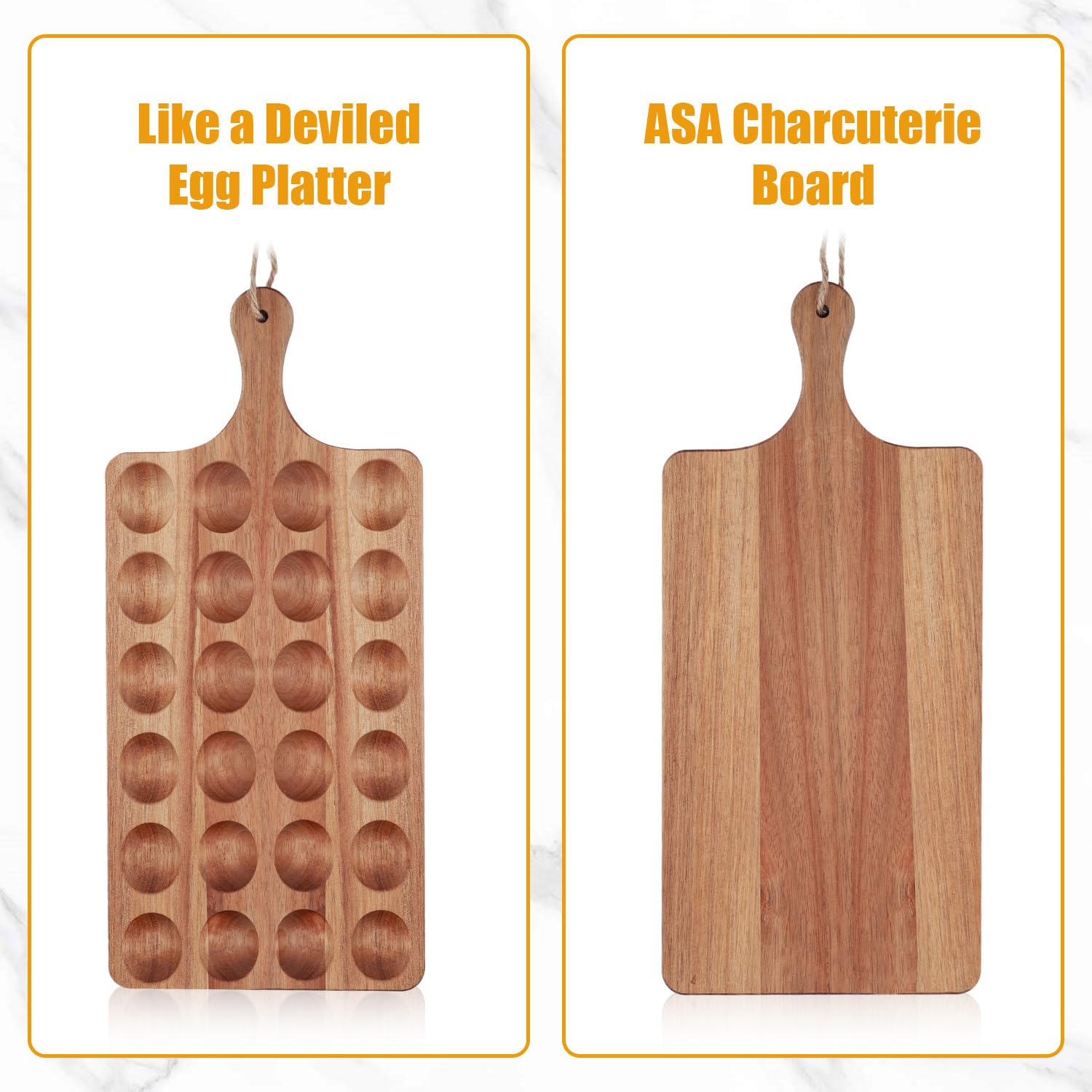 24 Holes Wooden Deviled Egg Platter - 17.11 x 7.8 Inch Thickened Party Serving Tray for Easter, Christmas & Holiday Gatherings - Rectangle Egg Plate Holder & Refrigerator Storage Container - Perfect for Kitchen Countertop, Buffet Table & Potluck Parties