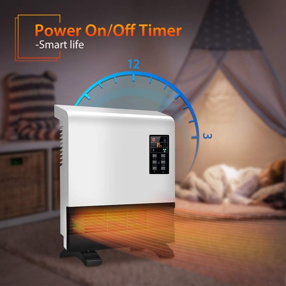 Airchoice 1500W Electric Space Heater - Wall Mounted or Stand Use with Timer & 3 Heating Modes | Energy Efficient Infrared Heater for Bedroom, Bathroom & Office | Perfect for Winter Warmth & Small Room Heating