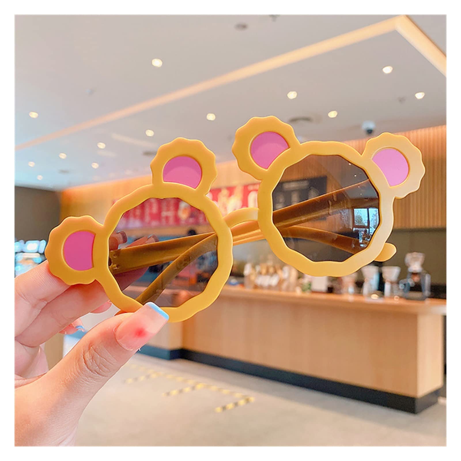 UV Protection Kids Sunglasses - Cute Cartoon Bear Cat Rainbow Round Sunglasses for Boys & Girls | Summer Sunflower Eyewear for Outdoor Play, Beach & Park Adventures (Cartoon-Style 1 Lenses)