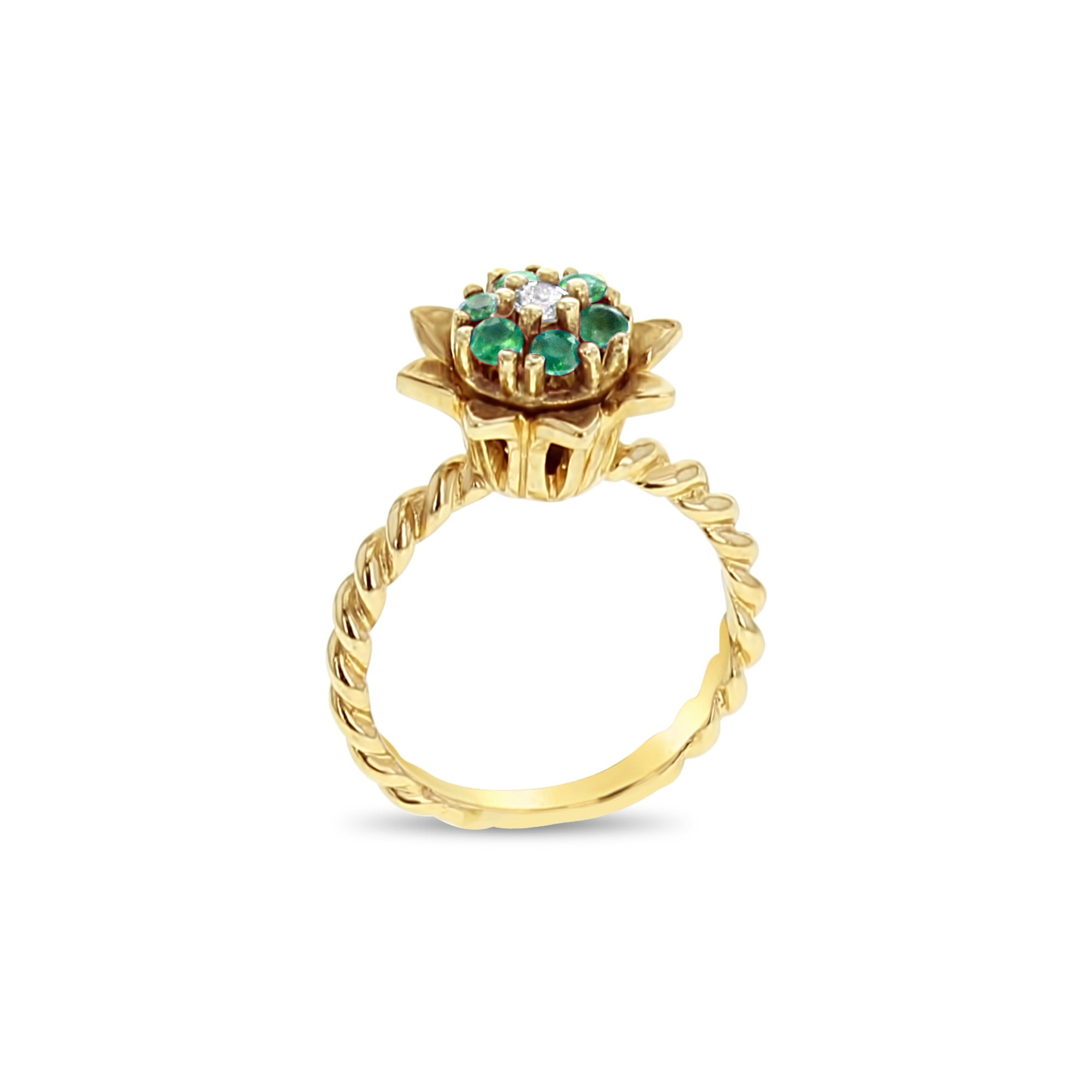 14k Yellow Gold Emerald Tulip Ring for Women - Elegant Floral Jewelry Gift for Mother's Day, Anniversary & Special Occasions