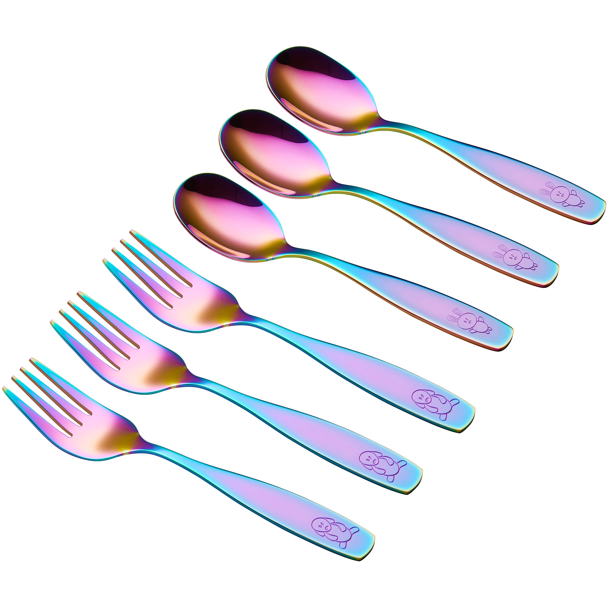 ANNOVA Kids Silverware Set - 12-Piece Stainless Steel Flatware for Toddlers & Children | Safe, Durable Forks & Spoons | BPA-Free Lunchbox Utensils | Rainbow Color Design | Perfect for School, Travel & Family Dining