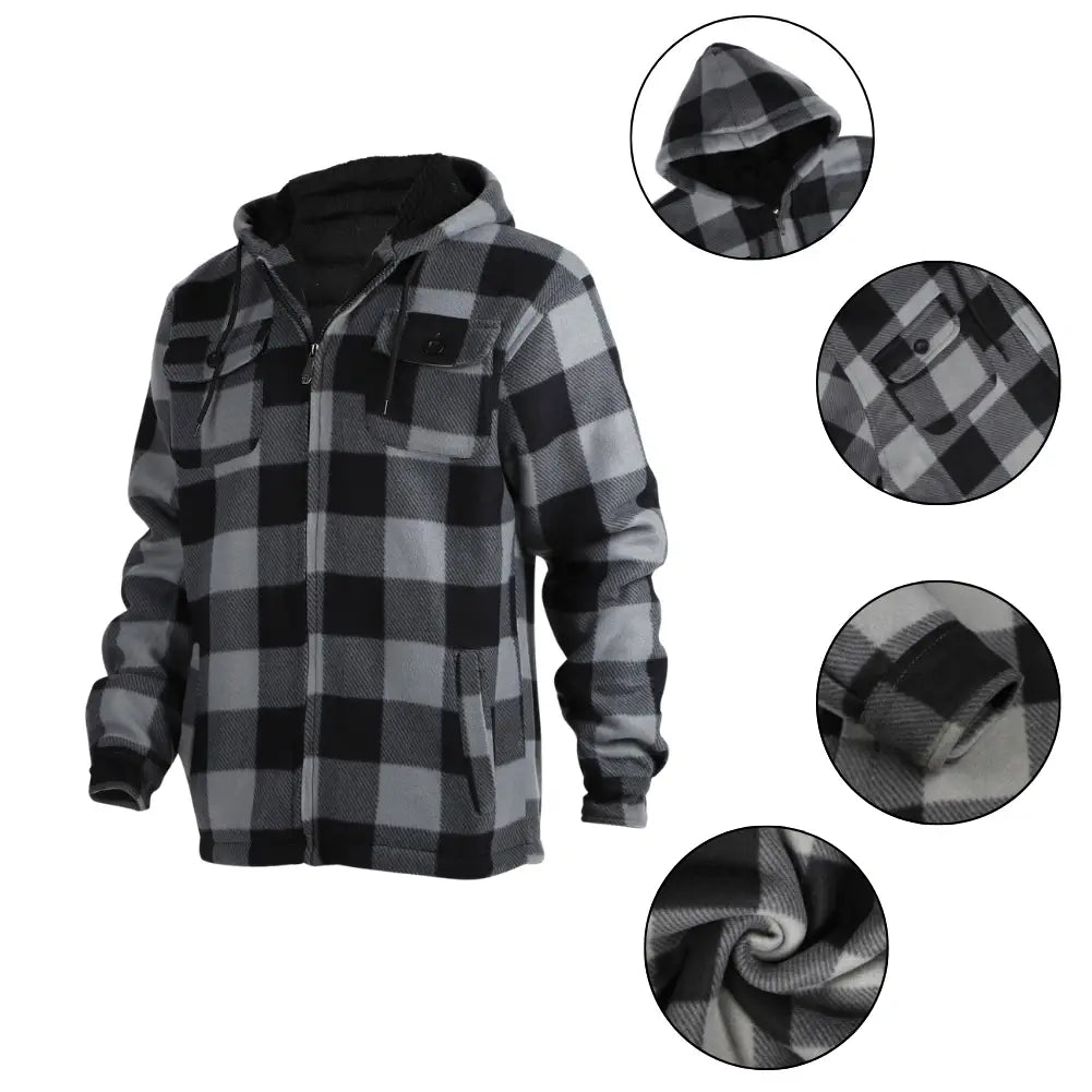 Men's Plaid Sherpa Lined Jacket - Warm Winter Flannel Shirt Jacket for Outdoor Activities & Casual Wear