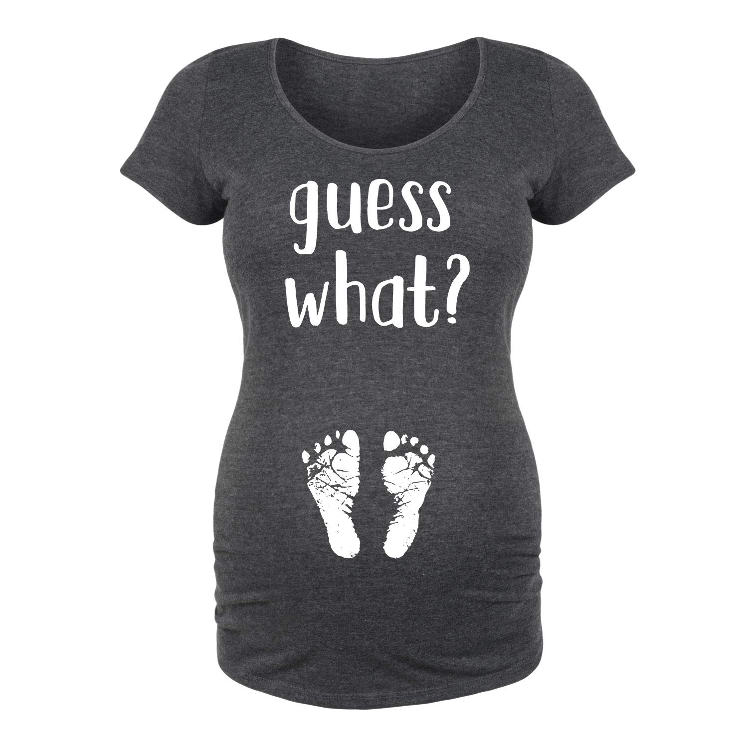 Guess What Footprints Maternity Scoop Neck T-Shirt - Comfortable Pregnancy Top for Casual Wear & Baby Showers