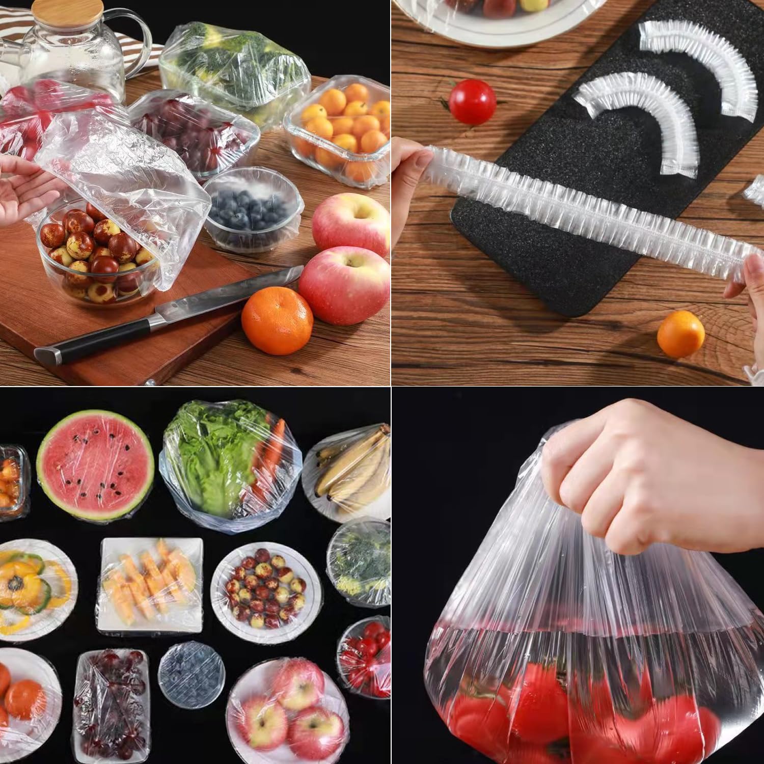 Reusable Stretchable Plastic Food Covers - Elastic Adjustable Bowl Lids & Fresh Keeping Bags (200PCS) | Perfect for Picnics, Leftovers & Meal Prep Storage
