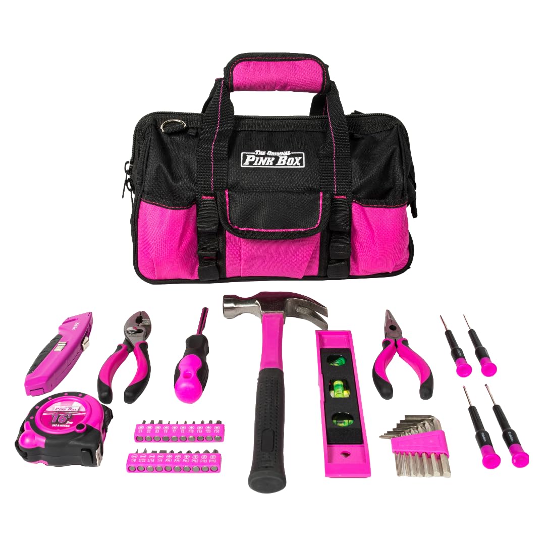 40-Piece Pink Tool Set with Storage Bag - Complete Home Repair Kit for DIY Projects, Car Maintenance & Household Fixes
