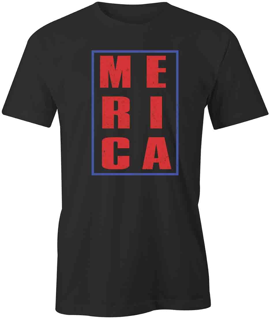 Merica Patriotic T-Shirt | Black Graphic Printed Tee for Men & Women - Perfect for 4th of July, Veterans Day & American Pride Events
