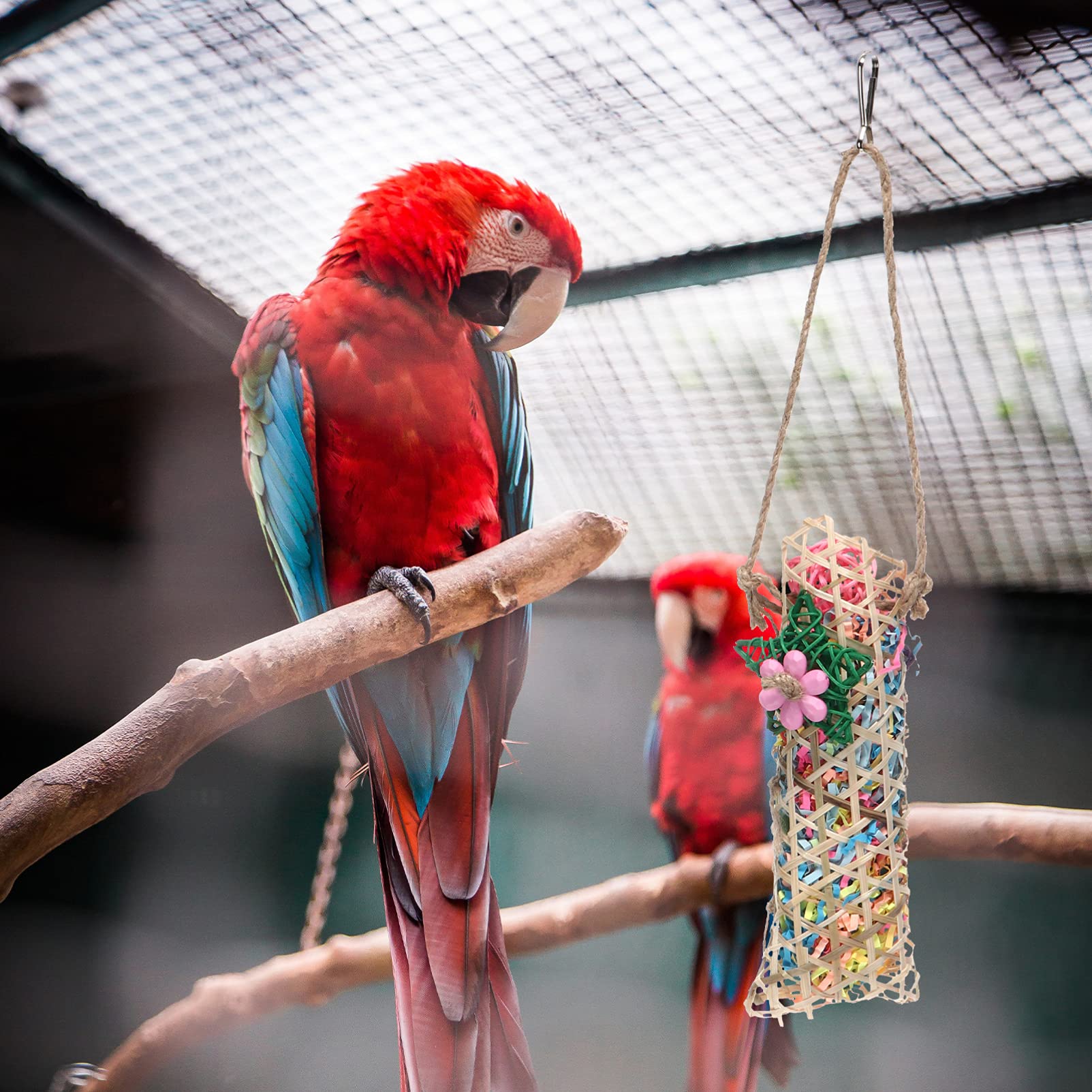 UKCOCO Small Bird Chew Toys for Parrots - Natural Wooden Cage Accessories & Chewing Tools for Pet Birds - Hanging Entertainment Toys for Parrots, Cockatiels, Lovebirds - Perfect for Cage Enrichment & Beak Trimming