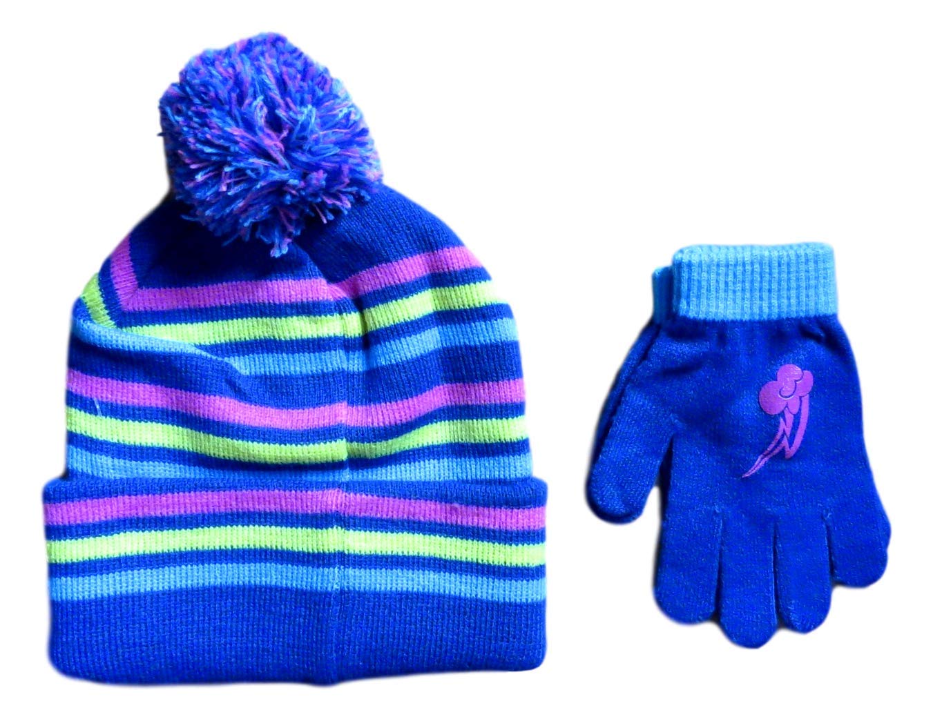 My Little Pony Knitted Beanie Hat and Gloves Set - Warm Winter Accessories for Kids, Perfect for Outdoor Adventures and Cozy Indoor Play
