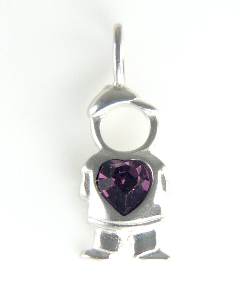 February Birthstone Sterling Silver Charm for Baby & Kids - Perfect for Necklaces, Bracelets & Keepsake Gifts