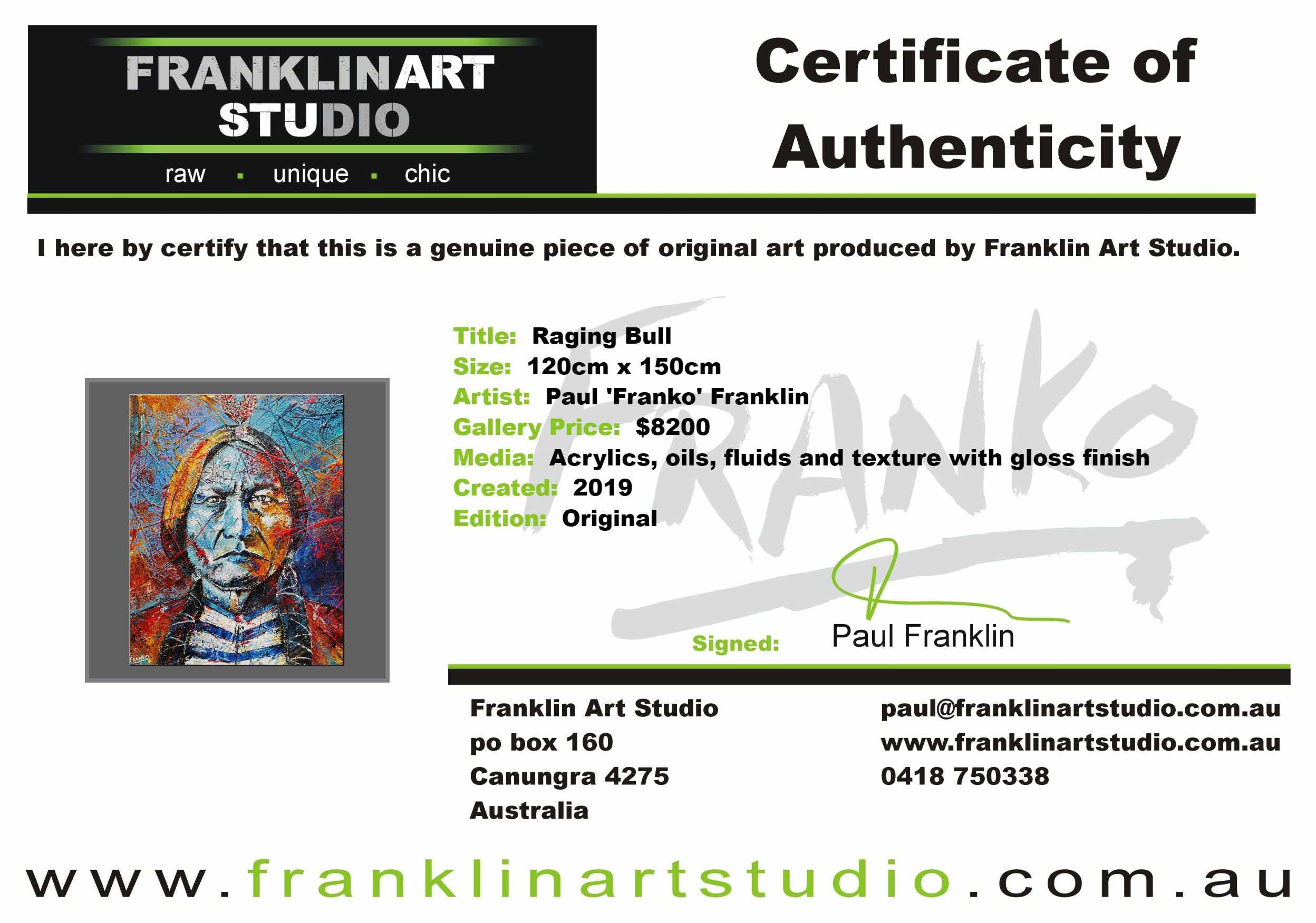 Raging Bull 120cm x 150cm Abstract Realism Painting of Sitting Bull Indian Chief - Urban Pop Art Wall Decor for Living Room, Office & Bedroom