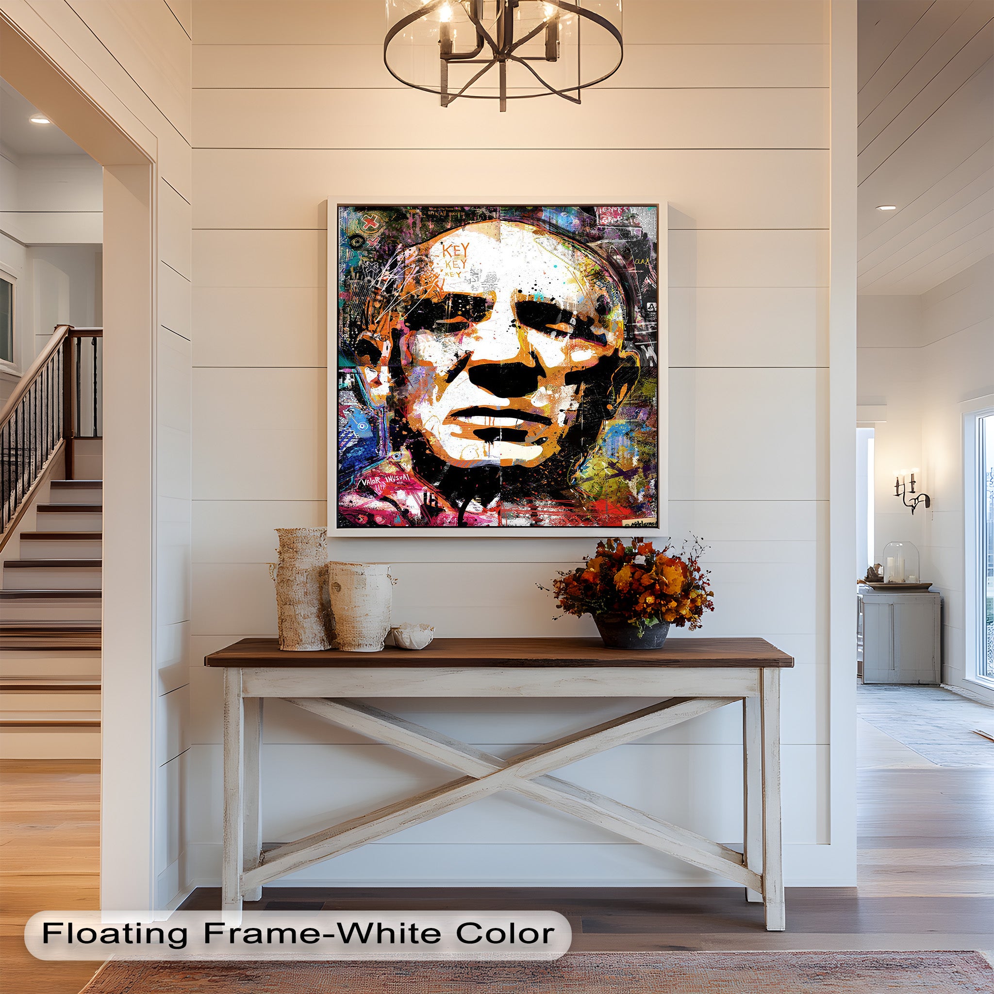 Abstract Urban Face Portrait Wall Art - Modern Pop Art Oil Painting for Living Room, Bedroom & Office Decor