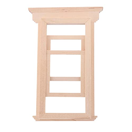Vintage 2-Pane Dollhouse Window - Unpainted Wooden DIY Miniature Accessory for Dollhouse, DIY Crafts & Model Building - Perfect for Dollhouse Decor, Miniature Scenes & Creative Projects