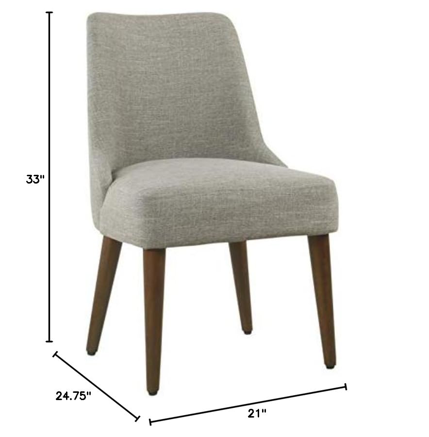 Homepop Upholstered Gayle Slide Dining Chair - Gray Woven Fabric, Single Modern Dining Room Chair for Kitchen, Living Room & Office Decor