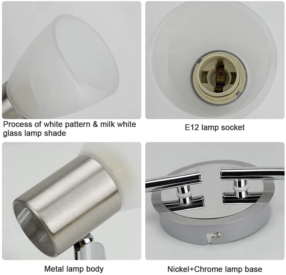 Depuley 4-Way Rotatable LED Ceiling Light - Adjustable Swiveling Spotlight Bar with Patterned Glass Shade for Kitchen, Living Room, Bedroom - Energy Efficient Modern Lighting (No Bulbs Included) - Perfect for Task Lighting, Accent Decor & Ambient Illumination