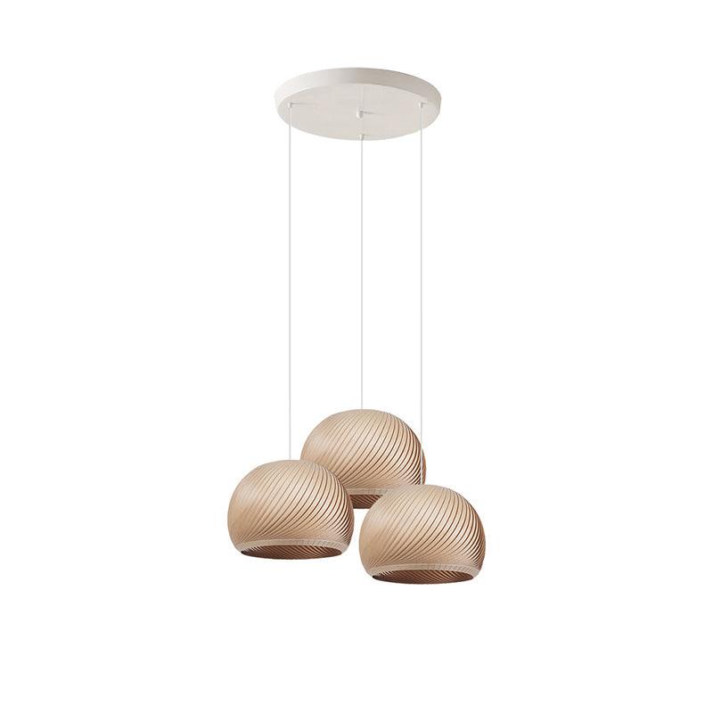 Aurora Whorl Wooden Pendant Light - Handcrafted Natural Wood Ceiling Lamp for Living Room, Bedroom, Dining Room & Kitchen Decor