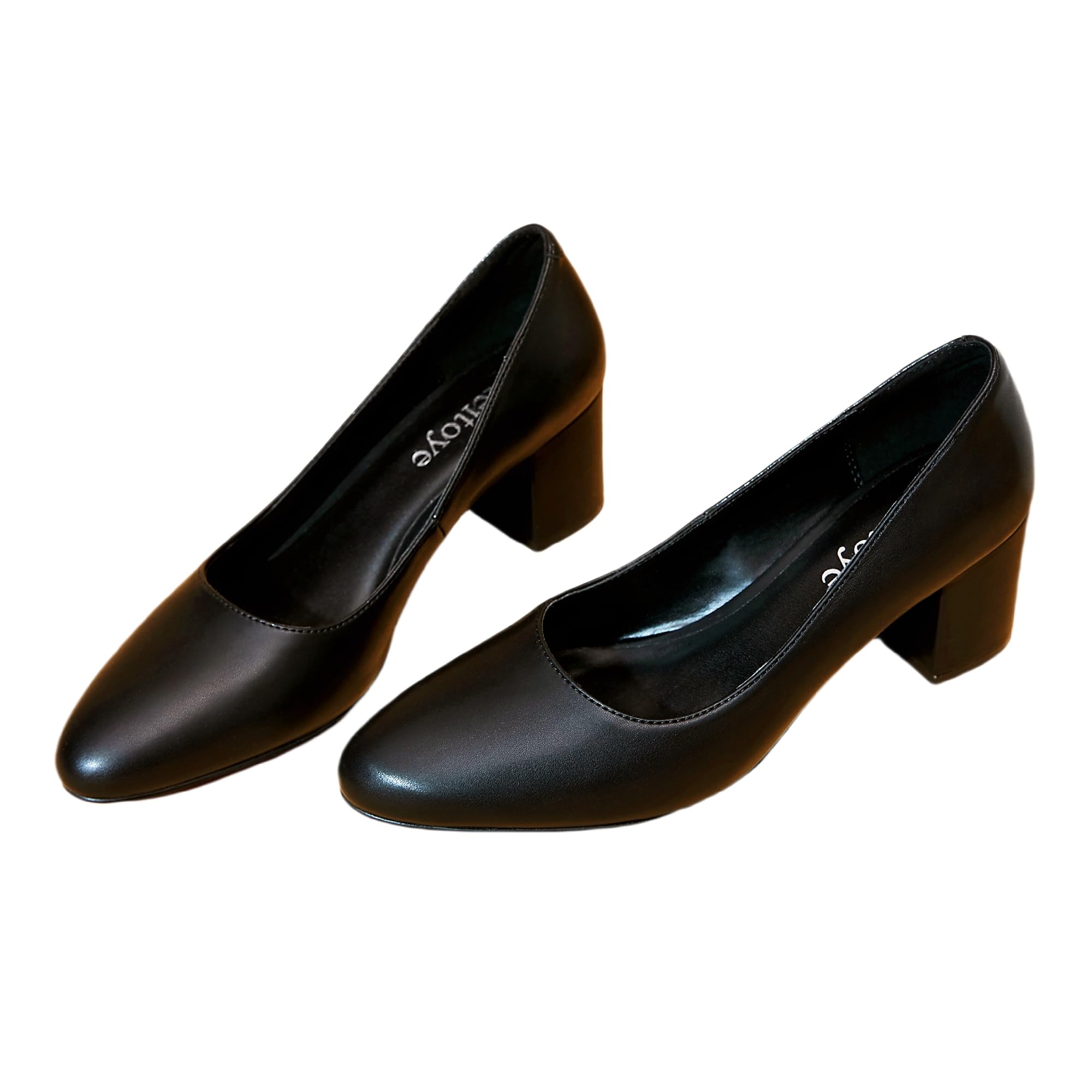 Reitoye Women's Chunky Heel Pumps - Closed Toe Dress Shoes for Office, Party & Wedding | Comfortable High Heels for Women, Fashionable Work & Evening Shoes