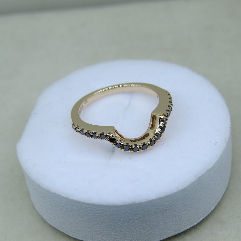0.25 Carat 14K Solid Gold Round Black Diamond Wedding Stackable Band Guard Ring for Women - Perfect for Bridal Sets, Anniversary Gifts & Everyday Elegance