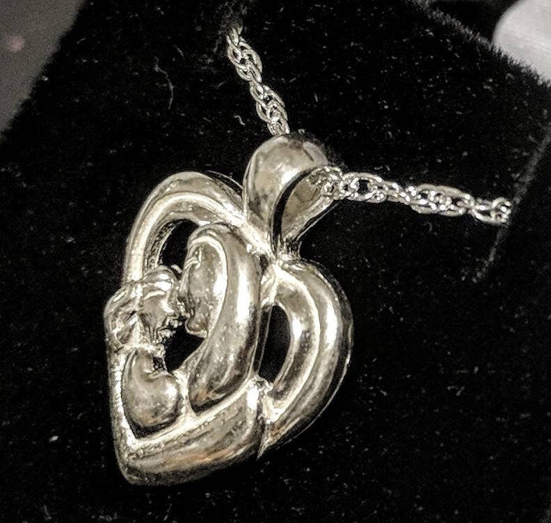 14K White Gold or Yellow Gold Light Madonna Puffy Heart Pendant Necklace | Sterling Silver Chain | Handmade in USA | Perfect for Valentine's Day Gifts & Anniversary Presents