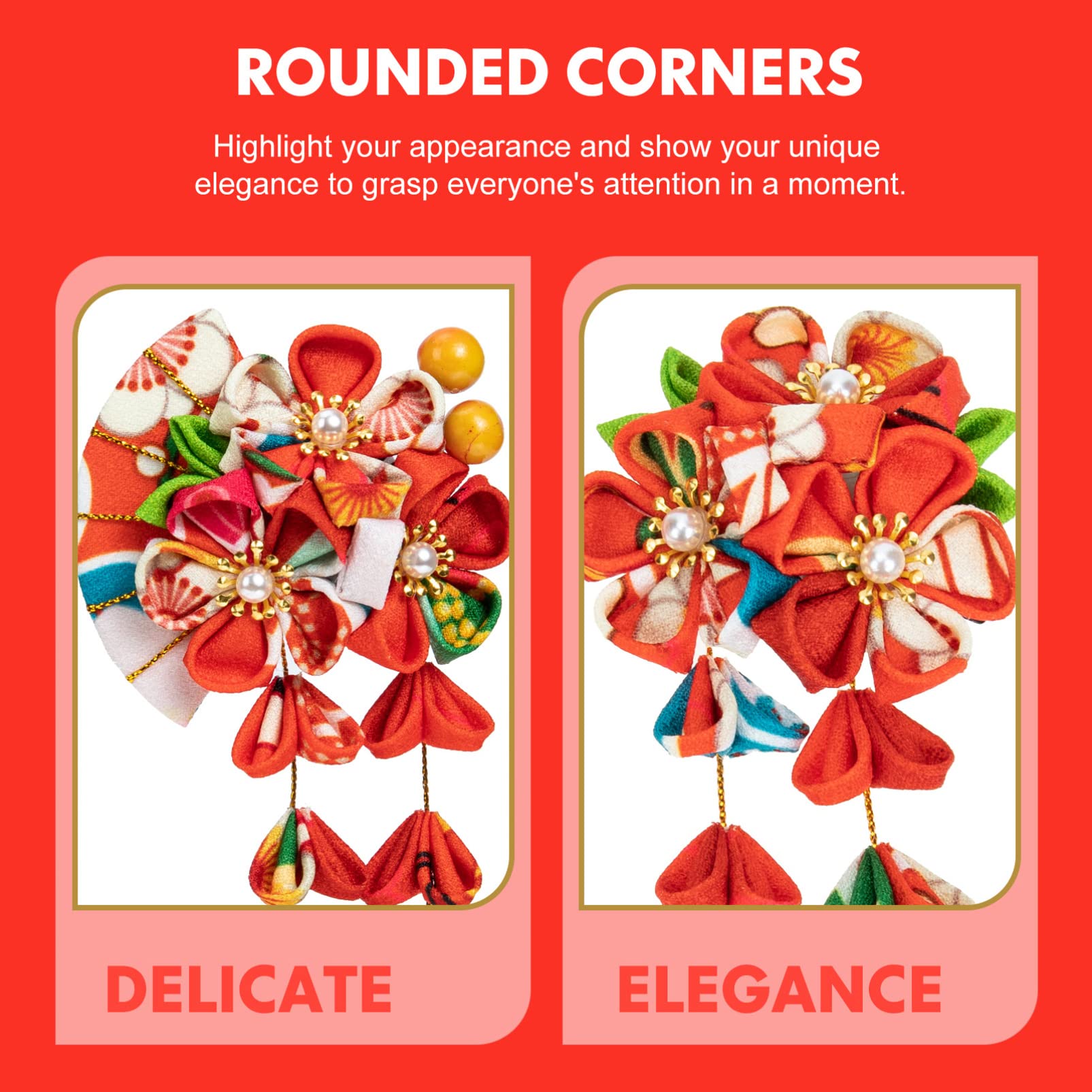 Lurrose 2-Pack Japanese Style Hair Clips for Women & Girls - Elegant Fabric Barrettes & Hair Accessories - Perfect for Cosplay, Anime Conventions & Traditional Japanese Outfits