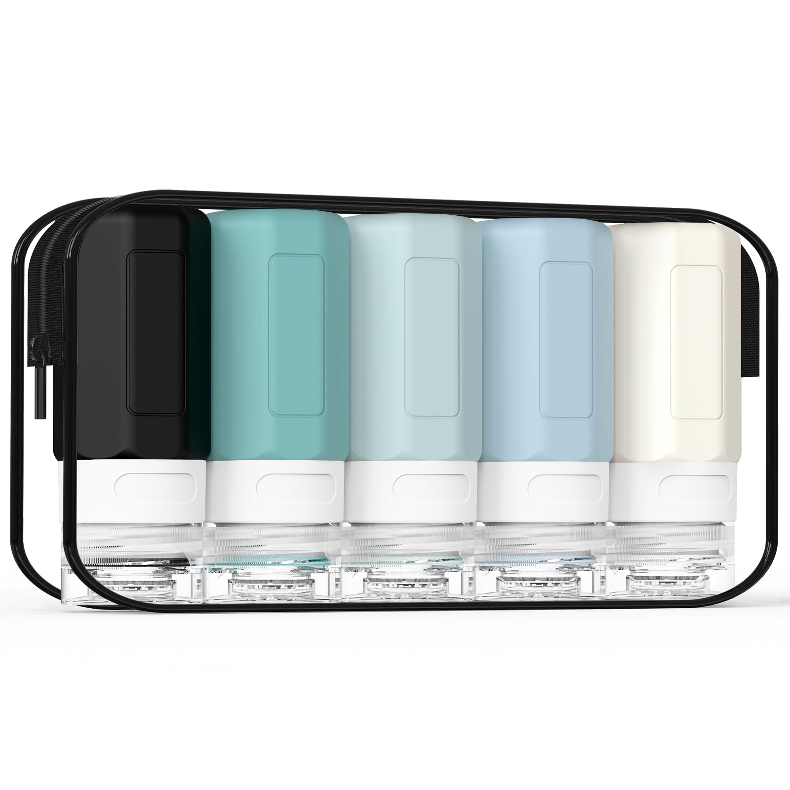 TSA Approved 2oz Leak Proof Silicone Travel Bottles for Shampoo, Conditioner & Lotion - Refillable Squeezable Toiletry Containers for Air Travel, Gym & Vacation Essentials