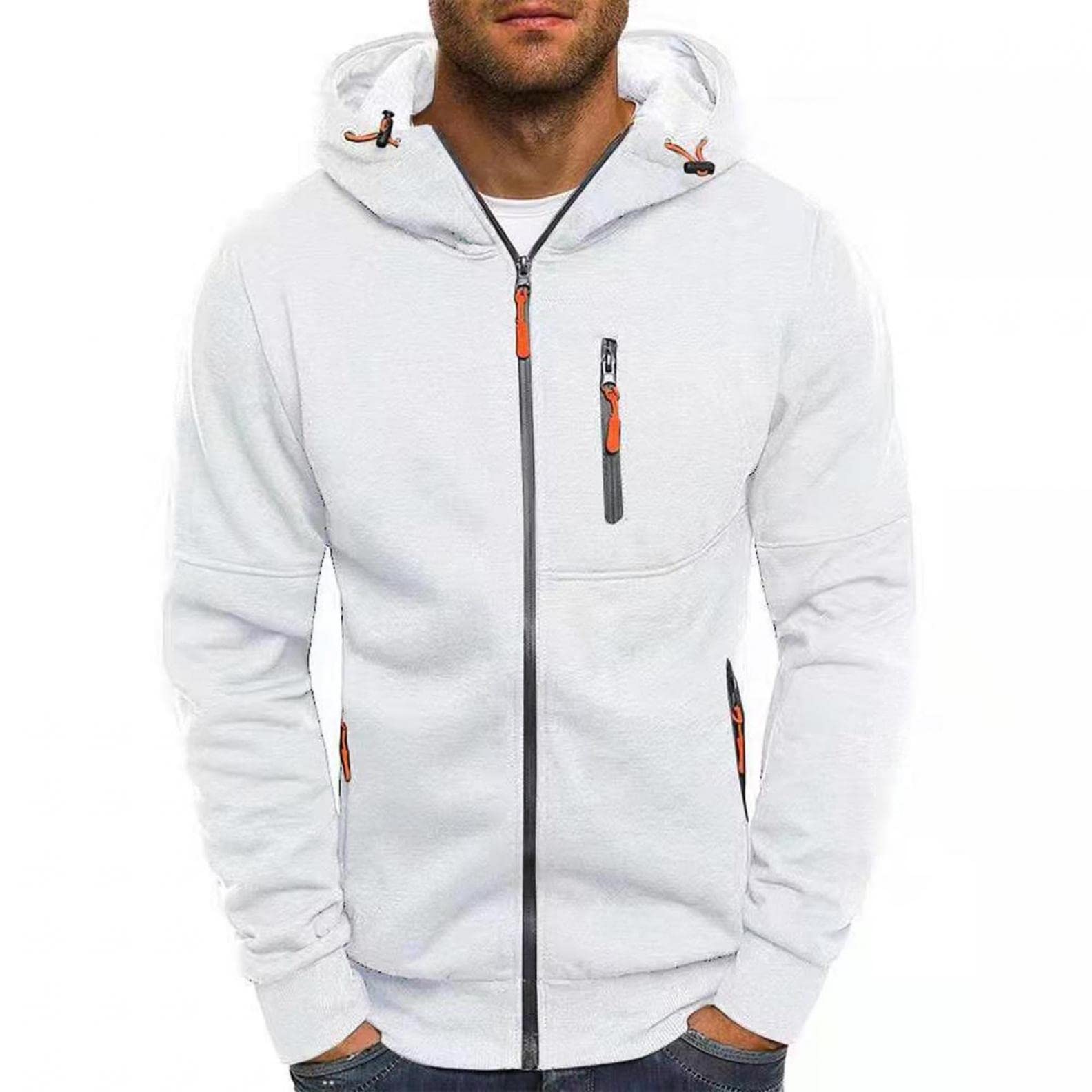 **Men's Colorblock Hooded Sweatshirt - Athletic Workout Jacket & Sport Hoodie for Running, Gym, Outdoor Activities**