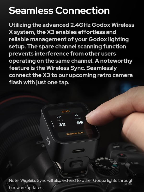 Godox X3S TTL Wireless Flash Trigger for Sony Cameras - OLED Touchscreen Transmitter with Built-in Lithium Battery, Compatible with Godox V1 & V100 (Ideal for Studio, Portrait, and Event Photography)